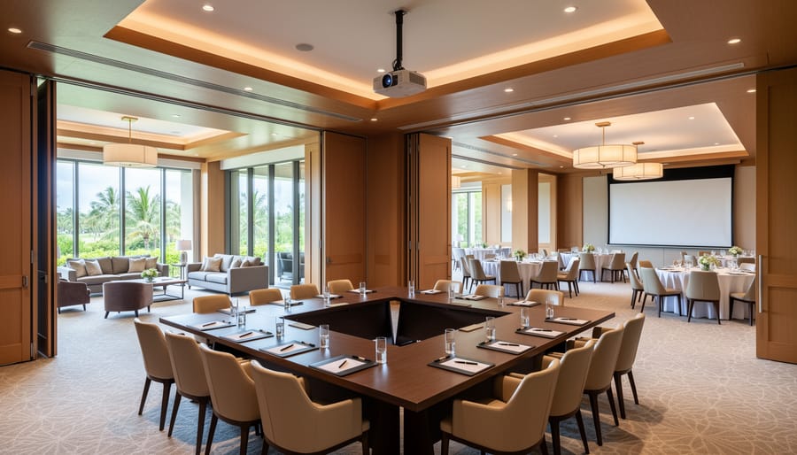 Conference room at Oak Island Resort with arranged seating and daylight through windows
