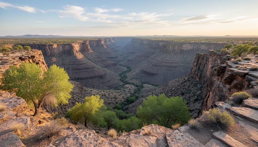 Hikers on Sycamore Rim overlooking Sycamore Canyon