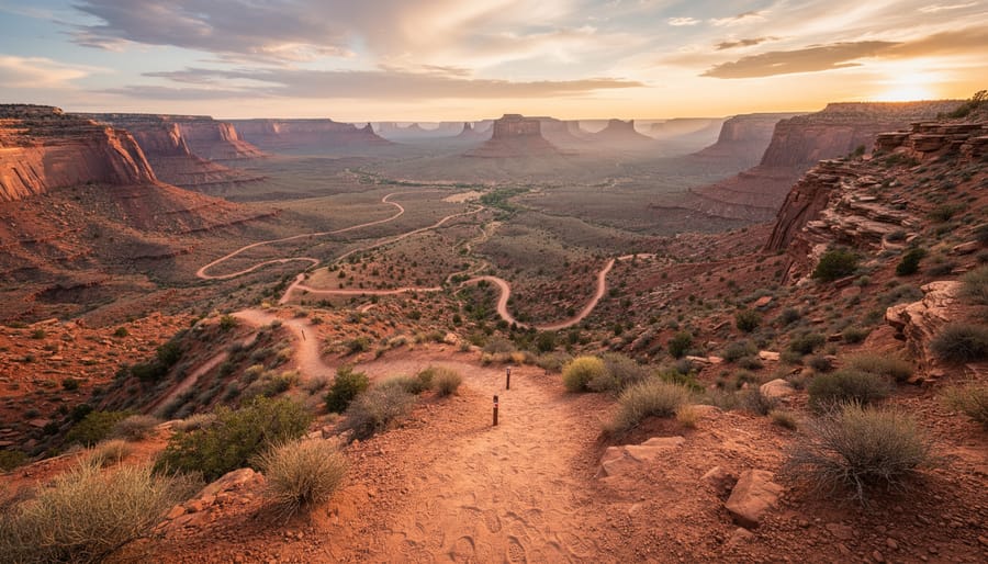 Winding dirt trail through desert hills and sparse pine trees in Arizona’s Yavapai region
